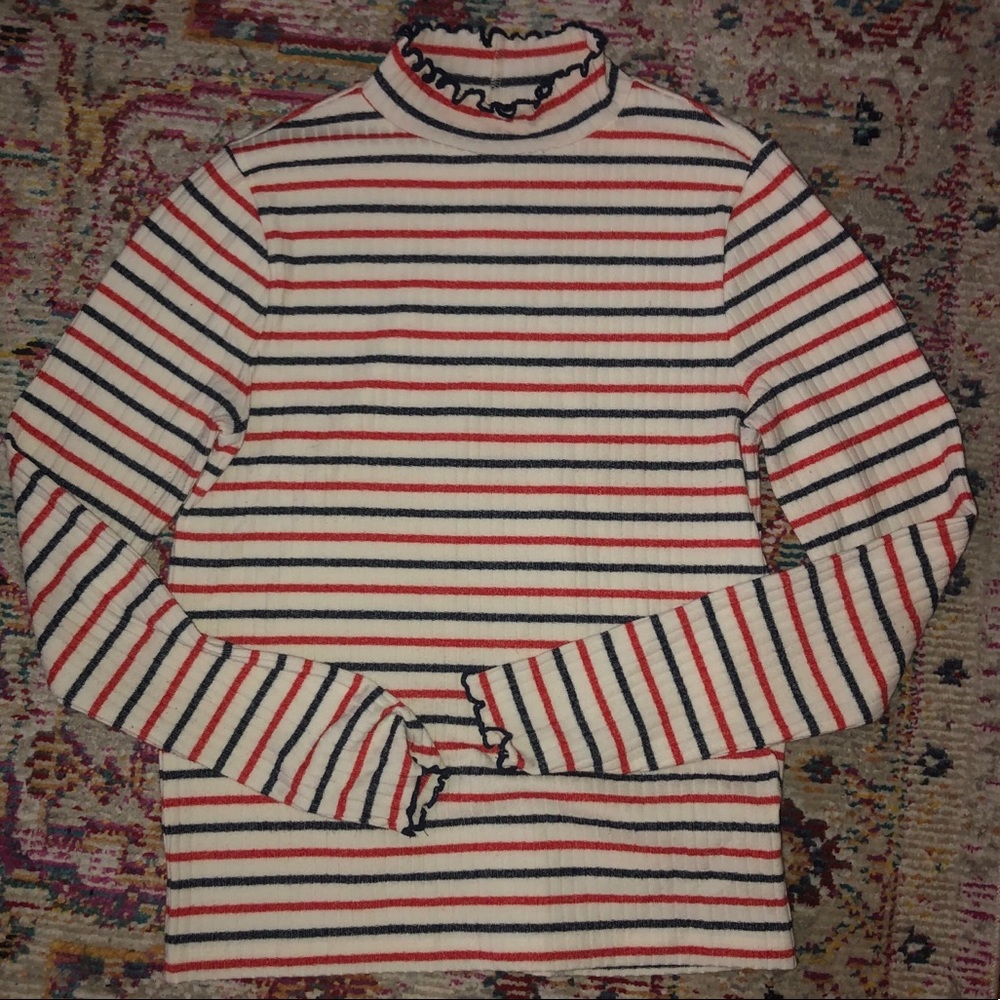 J Crew striped turtle neck